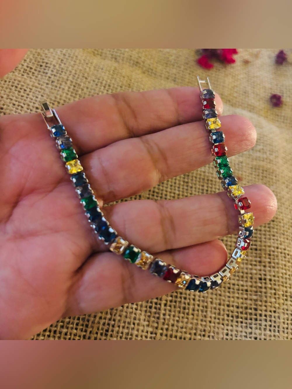 7” Multicolor Crystal Tennis Bracelet - Women Jewelry